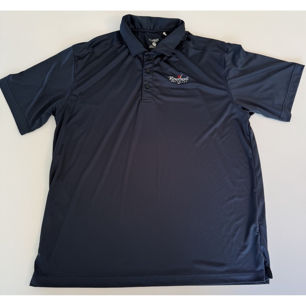 Men's Polo Shirt‎ XL Navy Blue Riverfront Golf Club Logo Sport Suffolk, Virginia